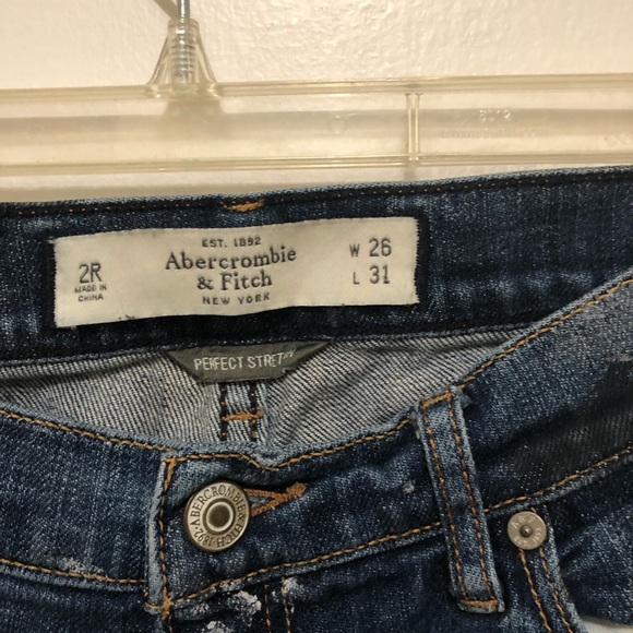 Abercrombie & Fitch Paint Splatter Art Denim Jeans 2R perfect stretch straight - Picture 2 of 9